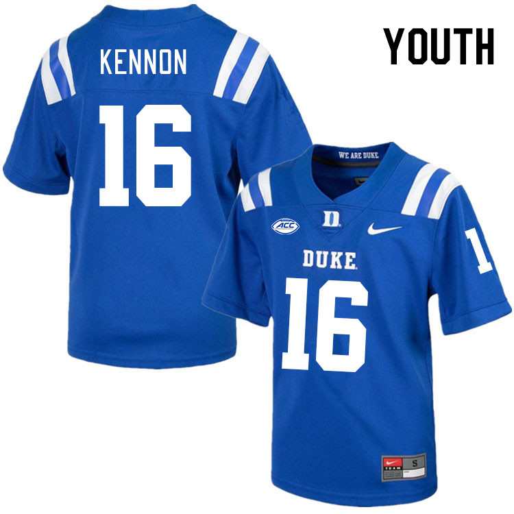 Youth #16 Cole Kennon Duke Blue Devils College Football Jerseys Stitched-Royal